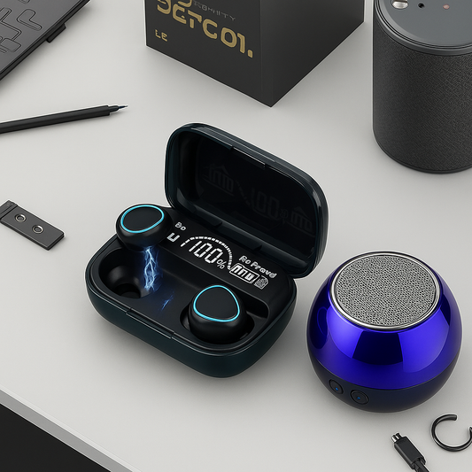 M10 Earbuds + Mini Bluetooth Speaker With Premium Quality