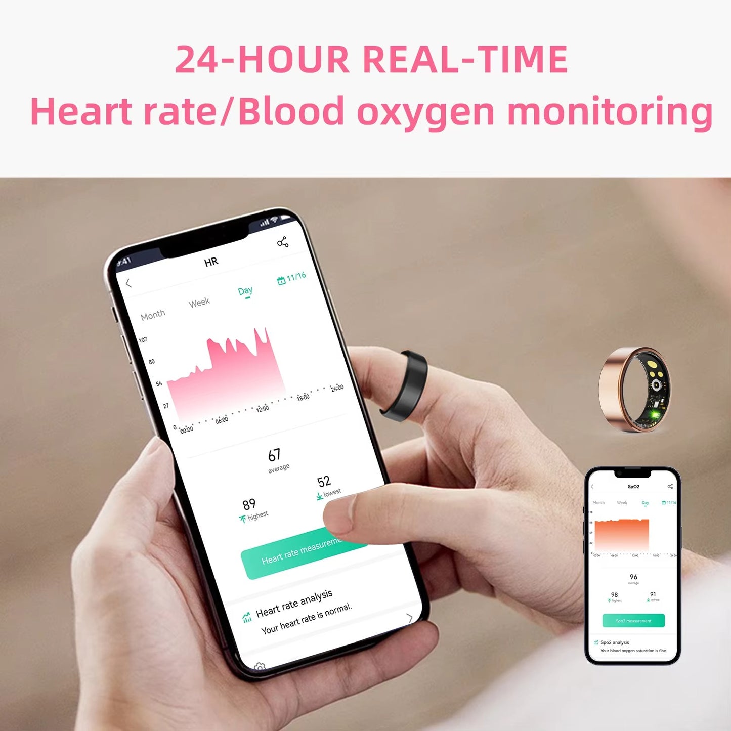 New Smart Ring Multi Functional Blood Oxygen Blood Pressure Heart Rate Health Monitoring Smart Health for Men Women
